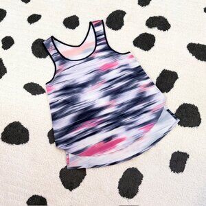 Lululemon XS Run Split Singlet Mirage Deep Indigo Watercolor Print Gym Tank Top